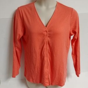 Lands End Large 14 16 orange cardigan sweater